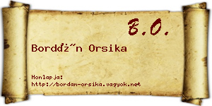 Bordán Orsika névjegykártya